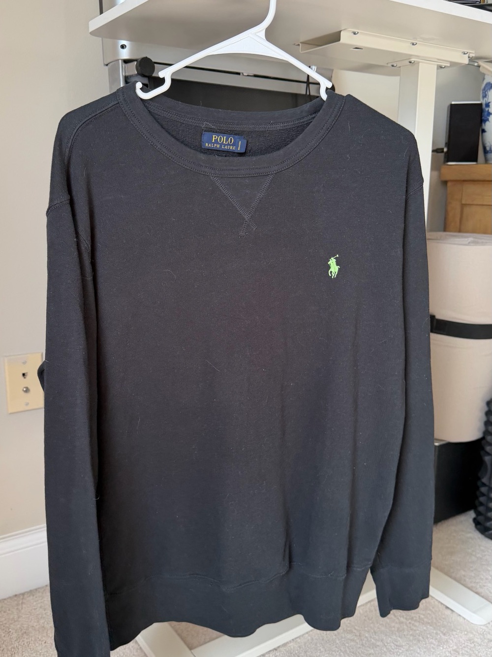 Polo by Ralph Lauren Black Crewneck Sweater with Green Pony